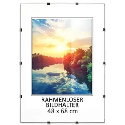 Obrázek produktu pro MG Design Bezrámový obrazový rám, 48 x 68 cm - s klipy, akrylové sklo, HDF deska - pro vertikální nebo horizontální zavěšení/postavení