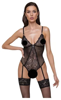 Productafbeelding van Bodysuit met open kruis - Zwart