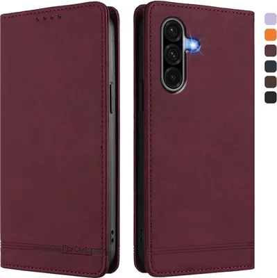 Produktbild von Hülle für Samsung Galaxy A56, Retro Kunstleder Ständer Klapphülle mit Kartenfächer und Magnetische Rot