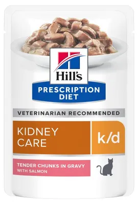 Produktbild von PATEE Katzenfutter für ausgewachsene Katzen (verschreibungspflichtig) K/D Nierenpflege Lachs (Beutel) - HILL'S