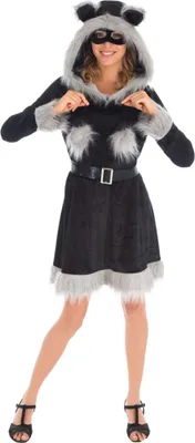 Produktbild von Damen Waschbär-Kostüm Kleid mit Kapuze Größe M