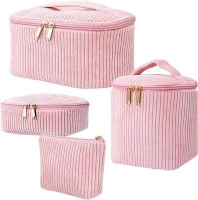 Image de Lot de 3 trousses de toilette pour femme, couleur rose