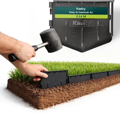 Obrázok produktu pre Plastové okraje pre trávnik, flexibilné a stabilné, dĺžka 2,14 m, vhodné na úpravu záhrady