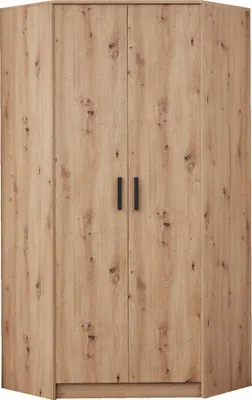 Produktbild von DESIGN MÖBEL Gustavo 08 – Eckkleiderschrank 91x195x91 cm mit Kleiderstange, abschließbarem Fach & Soft-Close in Artisan Eiche