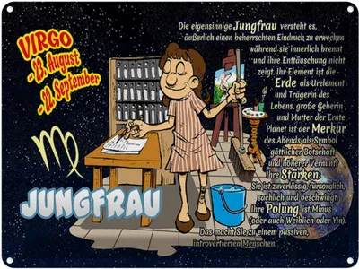 Produktbild von vianmo Blechschild 30x40 cm Sternzeichen Jungfrau Planet Merkur Astrologie