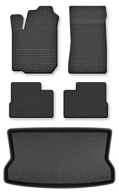 Zdjęcie produktu dla Dywaniki gumowe + mata bagażnika do Renault Twingo II 2007-2014 (standardowy bagażnik) – czarne, dobierane – Wielganizator Semi-Universal