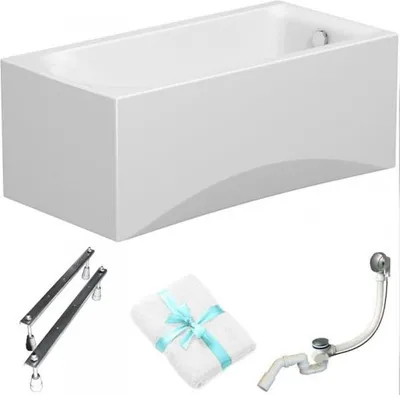 Produktbild von Cersanit | Badewanne - Rechteckbadewanne City - 150x75 Cm - Mit Weißer Verkleidung - Ergonomisch - Inklusive Siphon Und Füße