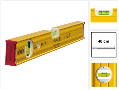 Obrázek produktu pro Stabila 19163, Čárová vodováha, 0,4 m, Červená, Žlutá, 0,5 mm/m, Hliník
