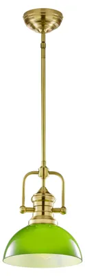 Immagine prodotto di Lampada a sospensione PLATINO verde e ottone 1xE27x40W in metallo, dimensioni: 166x30,5x30,5 cm, IP20 Jupiter