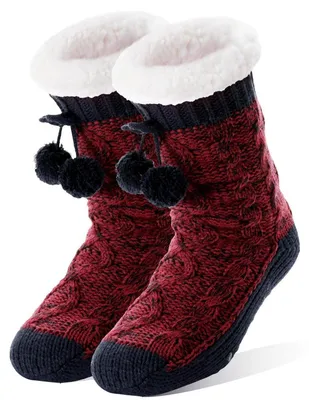 Produktbild von Kuschelsocken Damen Thermo Rutschfest Dick Flauschig Blau Rot Einheitsgröße EU 37-43