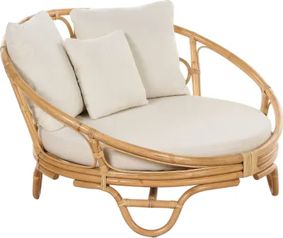 Zdjęcie produktu dla BELIANI Kosz ogrodowy plażowy naturalny rattanowy z beżowymi poduchami częściowo odporny na warunki pogodowe styl boho tradycyjny na zewnątrz patio