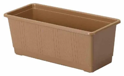 Image de Geli Bac à fleurs standard, carré, 60x17,5x14,5 cm, en plastique en terracotta