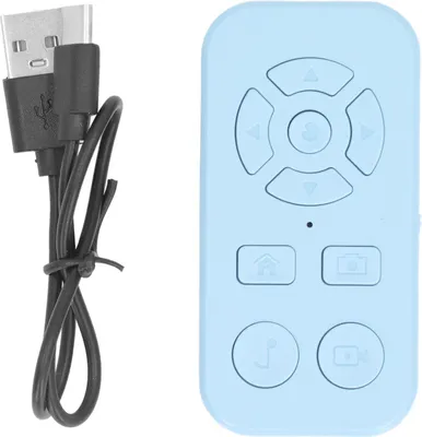 Obrázek produktu pro Dálkový ovladač Bluetooth, otáčení stránek, 9 tlačítek, posouvání smartphonem, dobíjecí, bezdrátový, samonahrávací video clicker, modrý