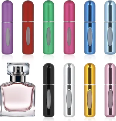 Produktbild von 10 Stück 5 ml Parfümzerstäuber, nachfüllbar, leerer Reiseparfümfüller, tragbare Mini-Sprühflasche mit Fenster, Parfümzerstäuber für unterwegs, für Handtasche, Reisen, Urlaub, Flugreisen (10 x 5 ml)