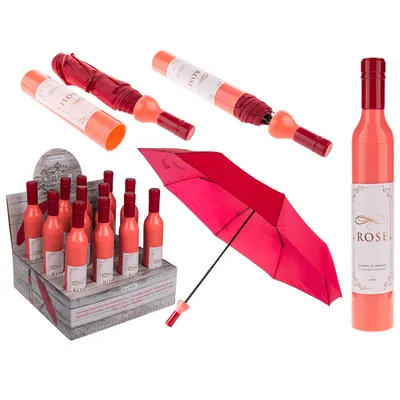 Image de GiftyCity Parapluie pliant en forme de bouteille de vin rosé