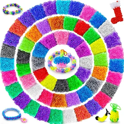 Immagine prodotto di Set di ricambi per Loom Bands, 60 colori, contenente 12.300 elastici