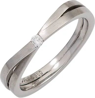 Produktbild von JOBO Damen Ring 950 Platin mattiert 1 Diamant Brillant 0,05ct. Platinring Größe 58
