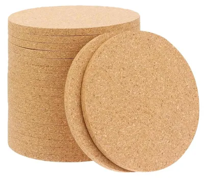 Produktbild von Untersetzer aus Kork, 20 Stück, 10 cm Durchmesser, wiederverwendbar, hitzebeständig, 3 mm dick