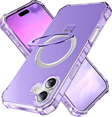 Produktbild von iPhone 16 Hülle - Coverup ShockProof TPU Back Cover mit MagSafe Compatible Ring Kickstand - Violett