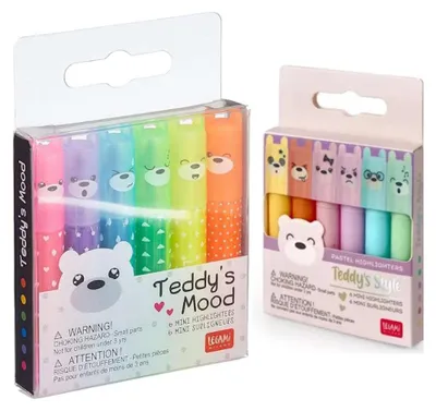 Produktbild von LEGAMI Bundle 6er Set Mini Textmarker Teddy's Mood und 6er Set Mini Textmarker Teddy's Style