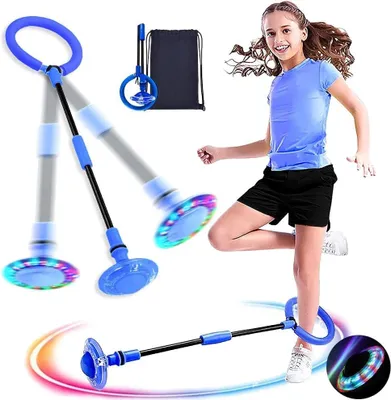 Produktbild von Swing Wheel mit Lichtrad(Blau)Blinkender Springring,Fußkreisel,Faltbarer Springender Ball,Knöchelsprungball,Blinkender Sprungball