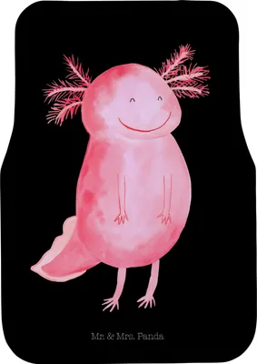 Produktbild von Mr. & Mrs. Panda Auto-Fußmatte Axolotl Glücklich - Schwarz - Geschenk, gut Gelaunt, Lurch, Fußmatte Fürs Auto, Lebensfroh, Automatte, Kfz-Fußmatte, Teppich, Motivation