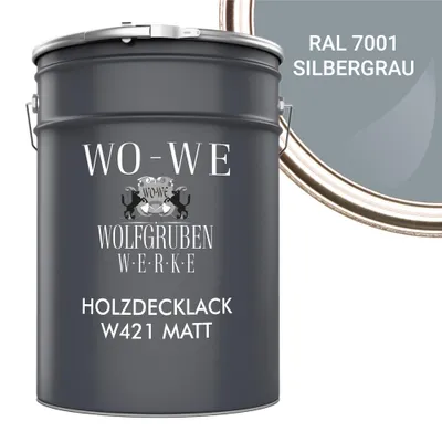 Produktbild von Holzlack Holzfarbe Holzschutzfarbe Möbellack MATT W421 Silbergrau änhl. RAL 7001 - 5L