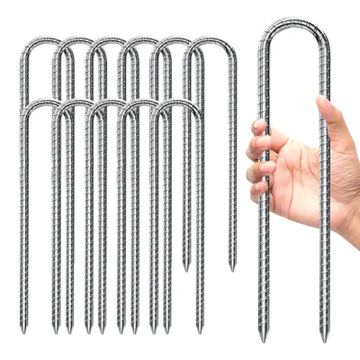 Produktbild von MIAJARD 12x 30CM U-Typ Bodenanker, Zeltheringe Heringe,Verzinkter Stahl Bodenanker Trampolin,Zeltnägel für Die Sicherung Von Zaun,Zelten,Vordächern