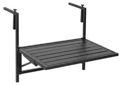Immagine prodotto di Etè - Tavolino Da Ringhiera Pieghevole 60x63x56 cm Mensola Sospesa da Esterno In Metallo Nero