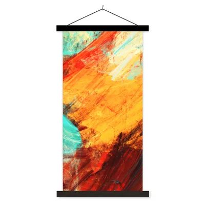 Produktbild von MuchoWow® Textilposter Gemälde - Abstrakt - Öl 60x120 cm mit schwarzem Rahmen - Magnete