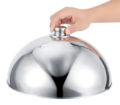 Produktbild von Servierdeckel aus Edelstahl, gewölbter Deckel für Teller, Speisenabdeckung, Tellerabdeckung für Hotelbuffets und Restaurants zum Warmhalten von Speisen (25 cm).