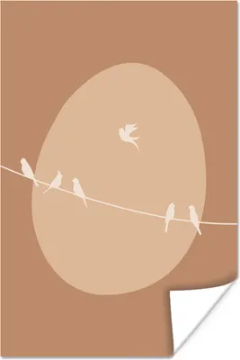 Produktbild von MuchoWow® Poster Pastell - Minimalismus - Vögel 60x90 cm - Wanddekoration