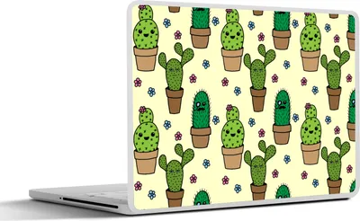 Produktbild von MuchoWow® Laptop Aufkleber Sticker Cover Muster - Kaktus - Blumen 36.5x27.5 cm - Laptop-Sticker