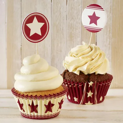 Immagine prodotto di Set di decorazioni per cup-cake - stelle, 36 pezzi.