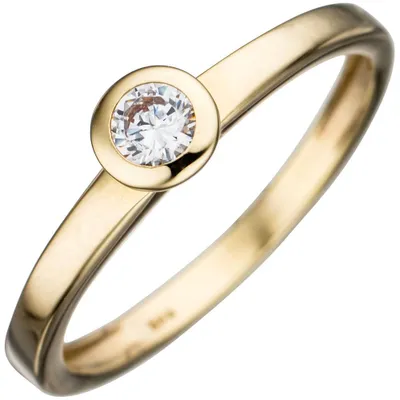 Solitär-Ring-aus-333-Gelbgold-Zirkonia-weiß