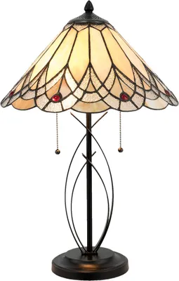 Produktbild von Clayre & Eef Tiffany Tischlampe Ø 40x60 cm Beige Glas