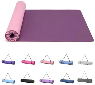 Productafbeelding van Yogamat, Gymnastiek, Pilates Oefenmat voor vrouwen, antislip, dik 6 mm met draagriem, Tpe, 183 x 61 x 0,6 cm