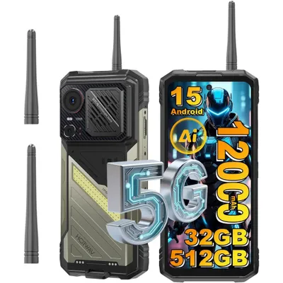 Obrázek produktu pro HOTWAV Hyper 8 Ultra 5G Outdoorový mobilní telefon s vysílačkou, 125dB reproduktor/KI-Photo, 5G Android 15 6,8" 2K 120Hz , 32GB+512GB 12000mAh 55W,WiFi 6/NFC