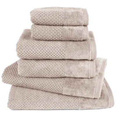 Produktbild von Pure Label 6-TLG Handtücher Set mit Aufhängeschlaufen aus Baumwolle - 2x Badetuch 70x140 cm 2x Handtuch 50x100 cm 2x Gästetuch 30x50 cm, Taupe