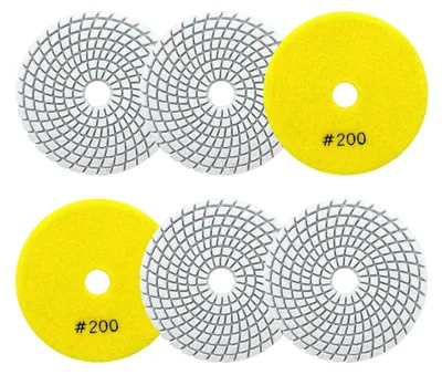 Obrázek produktu pro Diamantové lešticí podložky, pro mokré použití, průměr 100 mm, 6 kusů, zrnitost 200, určené pro mramor a žulu