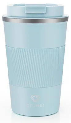 Zdjęcie produktu dla Termoskubek ze stali nierdzewnej z pokrywką i podwójnymi ściankami izolacyjnymi, pojemność 380 ml