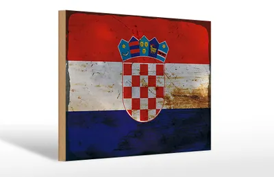 Produktbild von Holzschild Flagge Kroatien 30x20cm Flag of Croatia Rost