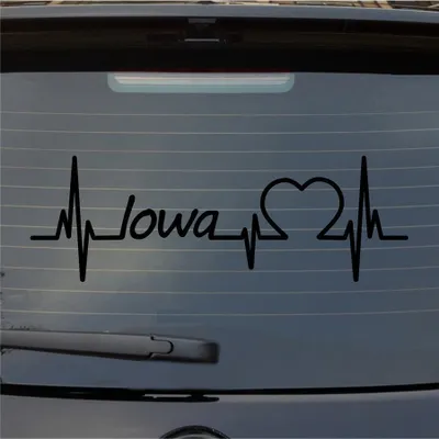 Produktbild von Heckscheibenaufkleber Iowa Herzschlag Puls Staat State USA Liebe 55x20 cm Schwarz Glanz Auto Aufkleber Sticker