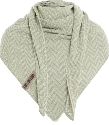 Produktbild von Knit Factory Vera Dreiecksschal - Ecru/Sage Green - 190x65 cm