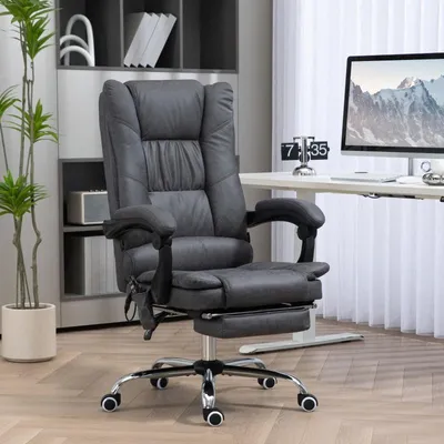 Immagine prodotto di MODFU sedia massaggiante regolabile in altezza Sedia per PC con funzione massaggio, sedia da ufficio con tre modalità di massaggio e riscaldamento lombare a tre livelli, grigio scuro