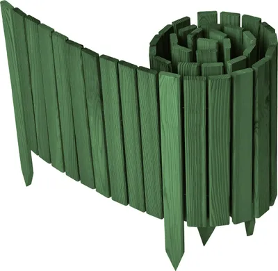 Produktbild von Garronda Beeteinfassung Holz Rollzaun Gartenzaun imprägniert Flexibler Rollborder Rasenkante  Länge: 200 cm (Dunkelgrün, Höhe: 40 cm)