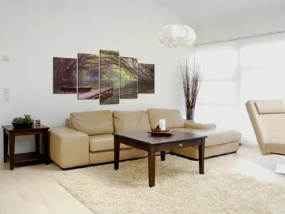 Produktbild von Akustikbild Natur 200x100 cm Bilder Akustikschaum Hochleistungsschallabsorber Schallschutz Leinwand 5 tlg Wandbild Raumakustik Schalldämmung 030112-22