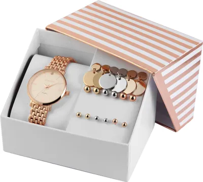 Produktbild von Excellanc Damen - Geschenkset Damenuhr Metallband mit unterschiedlichen Ohrsteckern 1800184