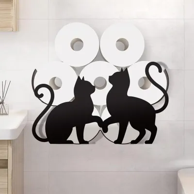 Immagine prodotto di Portarotolo decorativo a forma di gatto, adatto per 8 rotoli