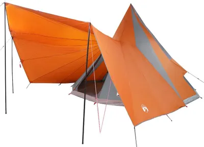 Zdjęcie produktu dla Namiot tipi vidaXL z daszkiem, szaro-pomarańczowy, 510 x 690 x 330 cm, tkanina taftowa